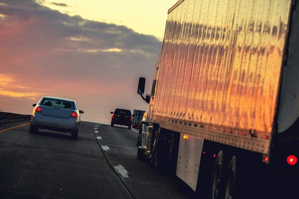 truck delivery on the way evening