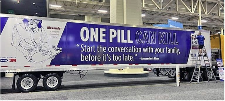 These vinyl wraps are available -- at a discounted cost -- to anyone in the trucking industry who wants to show support for ending fentanyl deaths. (Courtesy: Lowen)